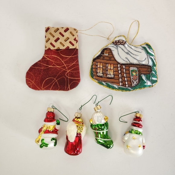 Miniature Glass Christmas Tree Ornaments Gingerbread House Eclectic Holiday Lot - Picture 8 of 8